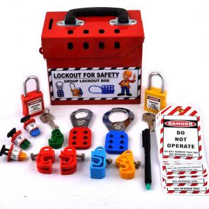 Electrical Lockout Tagout Kit with MCB Hasp Padlock and Station