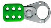 LOCKOUT Hasp Small with green vinyl handle coating that improves grip and protection,  having jaw size of 25 mm